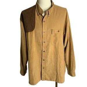 North River Padded Hunting Shooting Shirt XL Brown Microsuede Pocket Elbow Patch